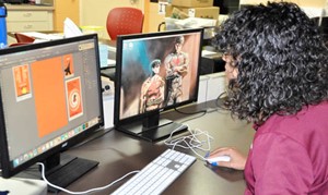 student on computer